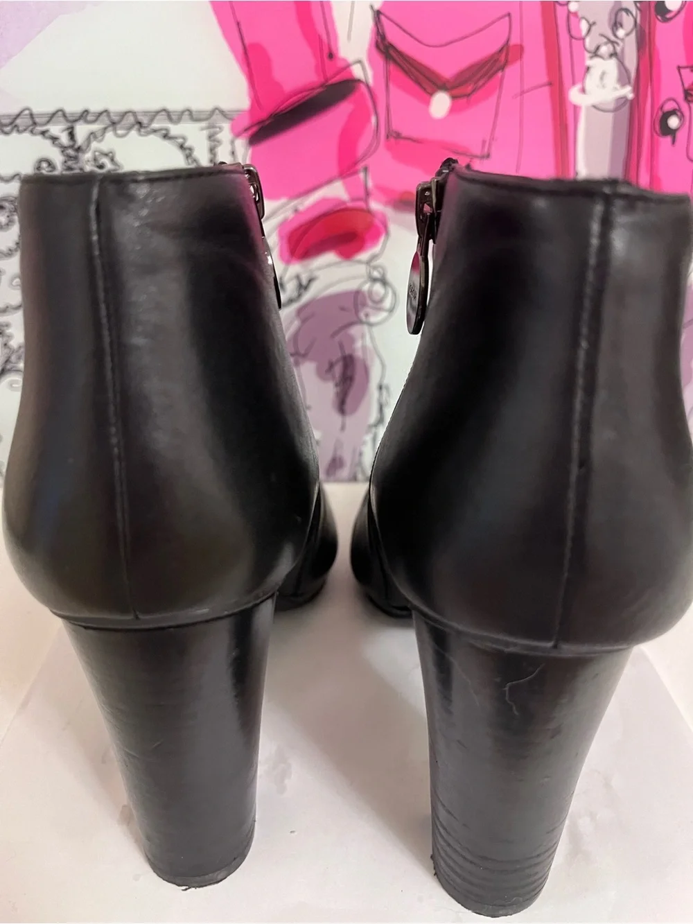 Geox Respira Black Leather Ankle Boots with Side Zippers - US Size 7.5